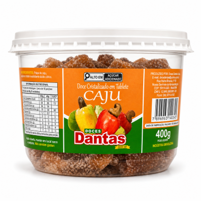 Doce Cristalizado em Tablete - Caju – 12x400g